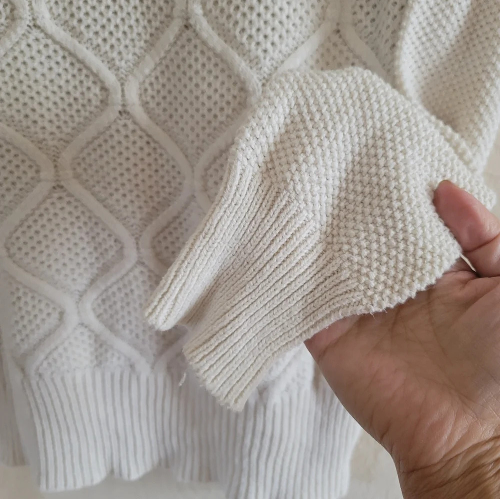 Volcom, Crewneck Knit Sweater, Cream, Size Medium - Picture 4 of 5